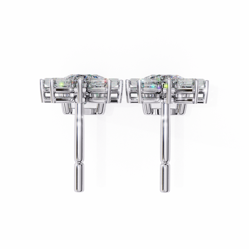14K White Gold IGI Certified Round Diamond Dangling Earrings, D-E Color, VVS/VS Clarity