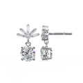 14K White Gold IGI Certified Round Diamond Dangling Earrings, D-E Color, VVS/VS Clarity