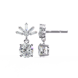 14K White Gold IGI Certified Round Diamond Dangling Earrings, D-E Color, VVS/VS Clarity