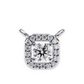 14K White Gold IGI Certified Round Square Diamond Pendant – D-E Color, VVS–VS Clarity, Rabbit Ear Bail