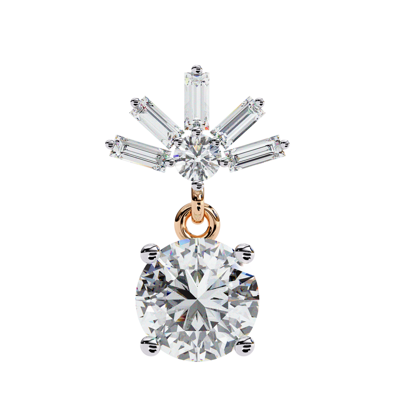 14K White Gold IGI Certified Round Diamond Dangling Earrings, D-E Color, VVS/VS Clarity