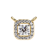 14K White Gold IGI Certified Round Square Diamond Pendant – D-E Color, VVS–VS Clarity, Rabbit Ear Bail