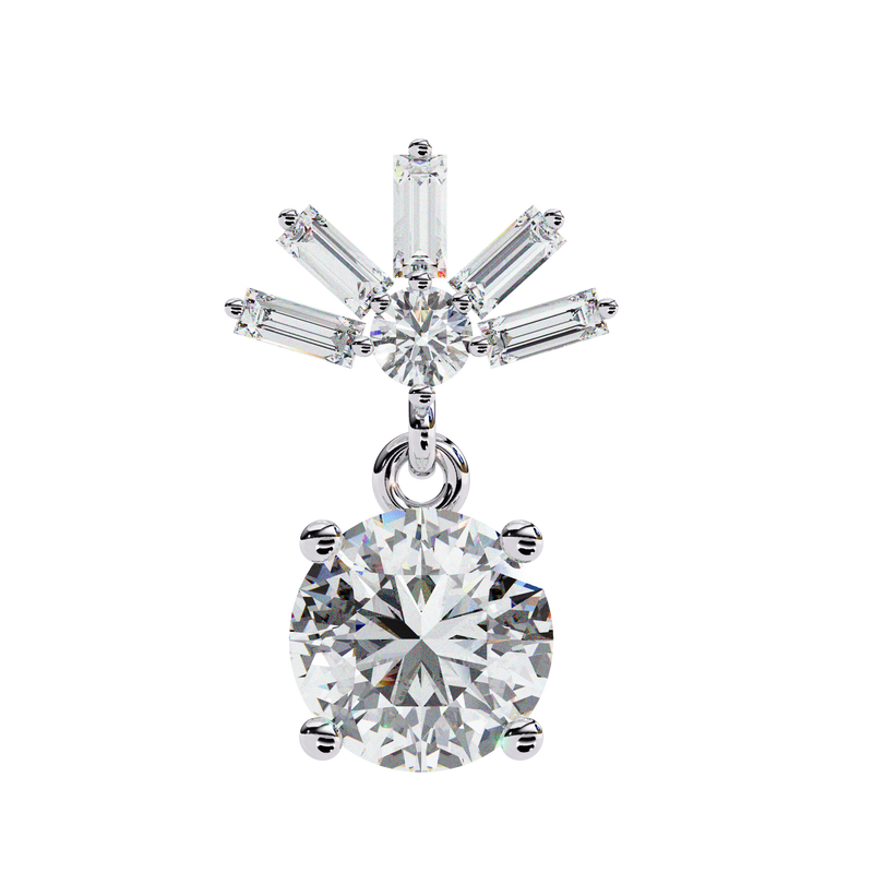 14K White Gold IGI Certified Round Diamond Dangling Earrings, D-E Color, VVS/VS Clarity