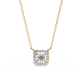 14K White Gold IGI Certified Round Square Diamond Pendant – D-E Color, VVS–VS Clarity, Rabbit Ear Bail