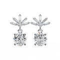 14K White Gold IGI Certified Round Diamond Dangling Earrings, D-E Color, VVS/VS Clarity