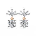 14K White Gold IGI Certified Round Diamond Dangling Earrings, D-E Color, VVS/VS Clarity