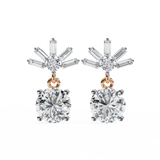 14K White Gold IGI Certified Round Diamond Dangling Earrings, D-E Color, VVS/VS Clarity