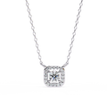 14K White Gold IGI Certified Round Square Diamond Pendant – D-E Color, VVS–VS Clarity, Rabbit Ear Bail