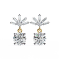 14K White Gold IGI Certified Round Diamond Dangling Earrings, D-E Color, VVS/VS Clarity