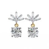 14K White Gold IGI Certified Round Diamond Dangling Earrings, D-E Color, VVS/VS Clarity