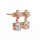 14K White Gold IGI Certified Round Diamond Dangling Earrings, D-E Color, VVS/VS Clarity