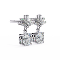 14K White Gold IGI Certified Round Diamond Dangling Earrings, D-E Color, VVS/VS Clarity