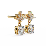 14K White Gold IGI Certified Round Diamond Dangling Earrings, D-E Color, VVS/VS Clarity