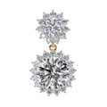 14K White Gold IGI Certified Round Diamond Flower Halo Earrings, D-E Color, VVS/VS Clarity