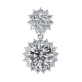 14K White Gold IGI Certified Round Diamond Flower Halo Earrings, D-E Color, VVS/VS Clarity