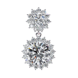 14K White Gold IGI Certified Round Diamond Flower Halo Earrings, D-E Color, VVS/VS Clarity