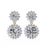 14K White Gold IGI Certified Round Diamond Flower Halo Earrings, D-E Color, VVS/VS Clarity