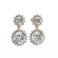 14K White Gold IGI Certified Round Diamond Flower Halo Earrings, D-E Color, VVS/VS Clarity