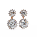 14K White Gold IGI Certified Round Diamond Flower Halo Earrings, D-E Color, VVS/VS Clarity