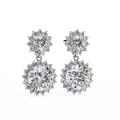 14K White Gold IGI Certified Round Diamond Flower Halo Earrings, D-E Color, VVS/VS Clarity