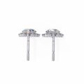 14K White Gold IGI Certified Round Diamond Flower Halo Earrings, D-E Color, VVS/VS Clarity