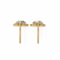14K White Gold IGI Certified Round Diamond Flower Halo Earrings, D-E Color, VVS/VS Clarity