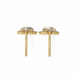 14K White Gold IGI Certified Round Diamond Flower Halo Earrings, D-E Color, VVS/VS Clarity
