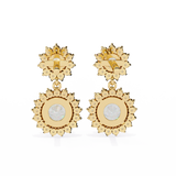 14K White Gold IGI Certified Round Diamond Flower Halo Earrings, D-E Color, VVS/VS Clarity