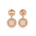14K White Gold IGI Certified Round Diamond Flower Halo Earrings, D-E Color, VVS/VS Clarity