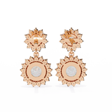 14K White Gold IGI Certified Round Diamond Flower Halo Earrings, D-E Color, VVS/VS Clarity