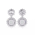 14K White Gold IGI Certified Round Diamond Flower Halo Earrings, D-E Color, VVS/VS Clarity