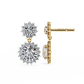 14K White Gold IGI Certified Round Diamond Flower Halo Earrings, D-E Color, VVS/VS Clarity