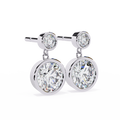 14K White Gold IGI Certified Round Diamond Dangling Earrings, D-E Color, VVS/VS Clarity