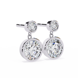 14K White Gold IGI Certified Round Diamond Dangling Earrings, D-E Color, VVS/VS Clarity