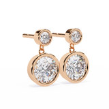 14K White Gold IGI Certified Round Diamond Dangling Earrings, D-E Color, VVS/VS Clarity