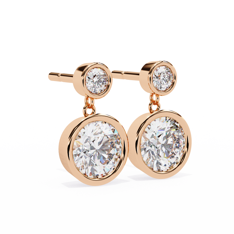 14K White Gold IGI Certified Round Diamond Dangling Earrings, D-E Color, VVS/VS Clarity