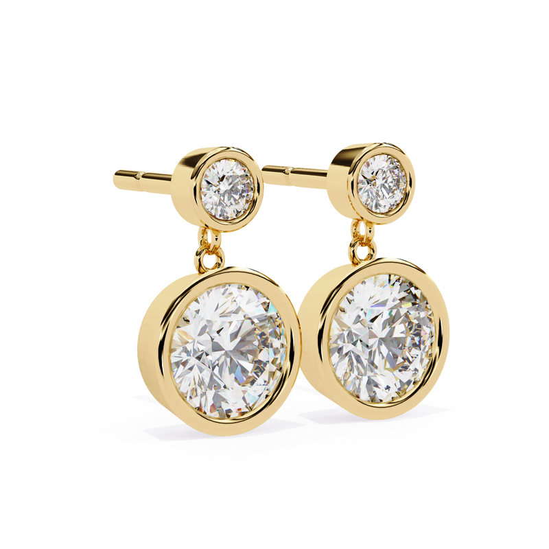 14K White Gold IGI Certified Round Diamond Dangling Earrings, D-E Color, VVS/VS Clarity