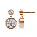 14K White Gold IGI Certified Round Diamond Dangling Earrings, D-E Color, VVS/VS Clarity