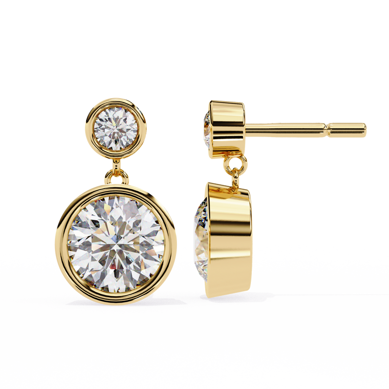14K White Gold IGI Certified Round Diamond Dangling Earrings, D-E Color, VVS/VS Clarity