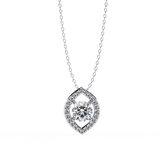 14K White Gold IGI Certified Round & Marquise Diamond Pendant – D-E Color, VVS–VS Clarity, Pass Through Design