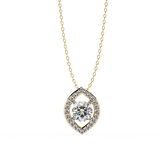 14K White Gold IGI Certified Round & Marquise Diamond Pendant – D-E Color, VVS–VS Clarity, Pass Through Design