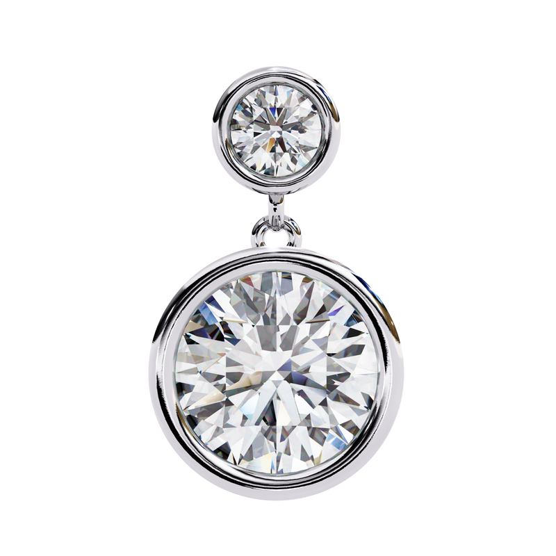 14K White Gold IGI Certified Round Diamond Dangling Earrings, D-E Color, VVS/VS Clarity