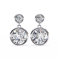 14K White Gold IGI Certified Round Diamond Dangling Earrings, D-E Color, VVS/VS Clarity