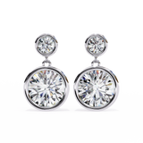 14K White Gold IGI Certified Round Diamond Dangling Earrings, D-E Color, VVS/VS Clarity