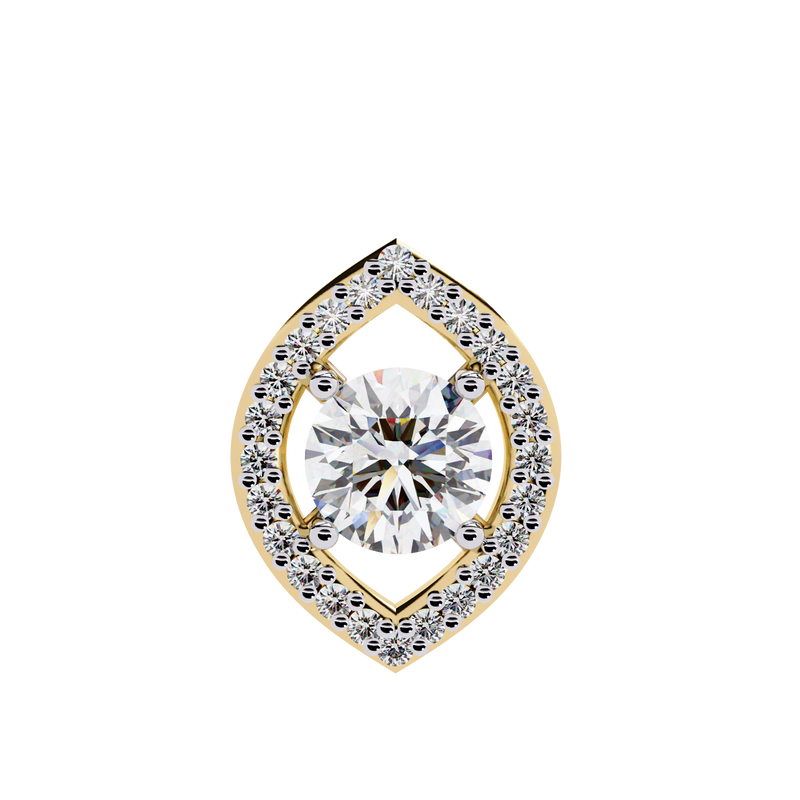 14K White Gold IGI Certified Round & Marquise Diamond Pendant – D-E Color, VVS–VS Clarity, Pass Through Design
