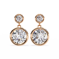 14K White Gold IGI Certified Round Diamond Dangling Earrings, D-E Color, VVS/VS Clarity