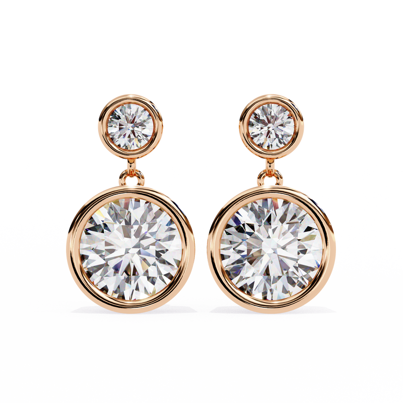 14K White Gold IGI Certified Round Diamond Dangling Earrings, D-E Color, VVS/VS Clarity