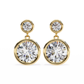 14K White Gold IGI Certified Round Diamond Dangling Earrings, D-E Color, VVS/VS Clarity