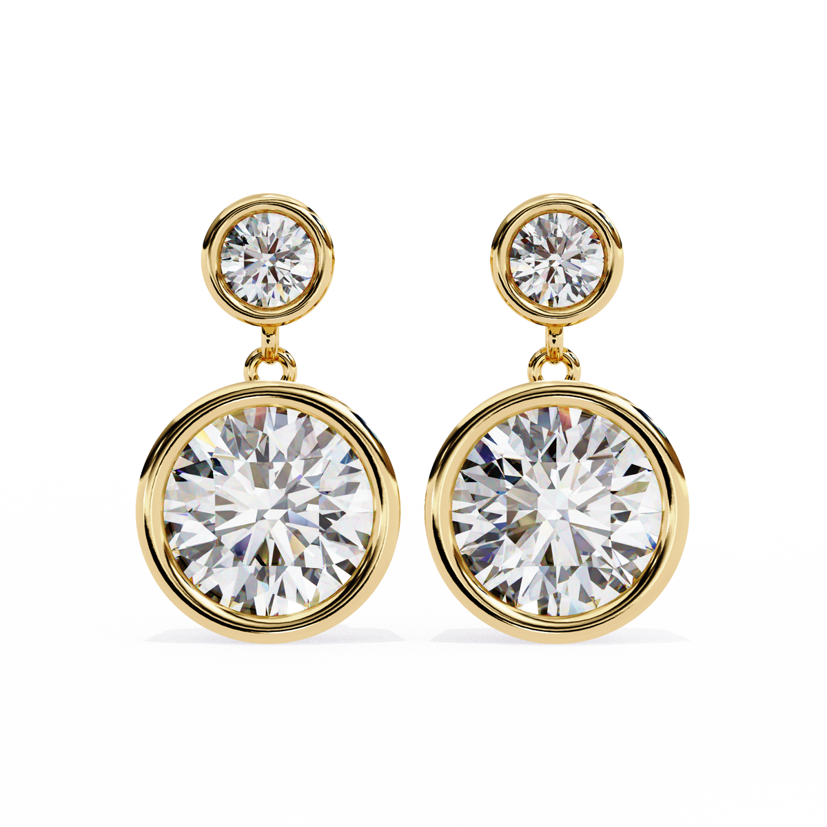 14K White Gold IGI Certified Round Diamond Dangling Earrings, D-E Color, VVS/VS Clarity