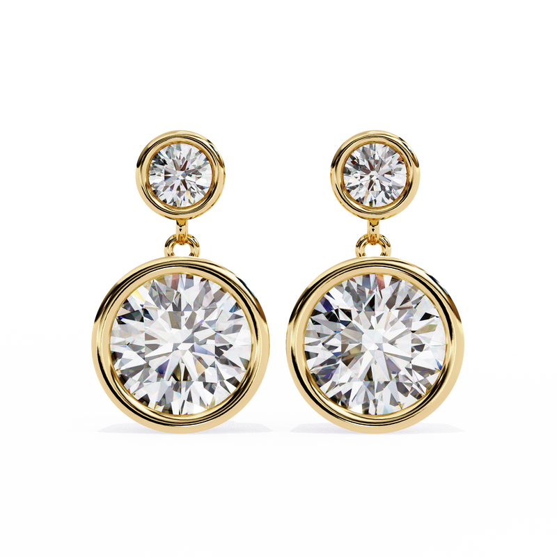 14K White Gold IGI Certified Round Diamond Dangling Earrings, D-E Color, VVS/VS Clarity